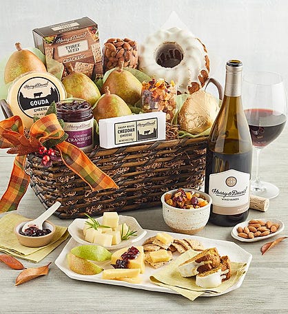 Harvest Treats Gift Basket with Wine 